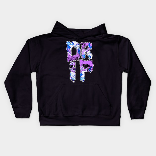 Drip Skull Vector Japanese Hip Hop Art Kids Hoodie by Glass Table Designs